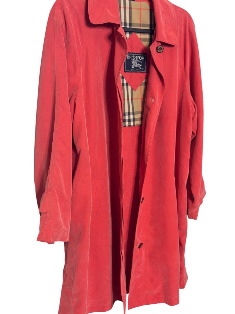 Burberry Fall Red Trench Coat with Classic Check Lining & Pockets sz XS - Picture 10 of 15